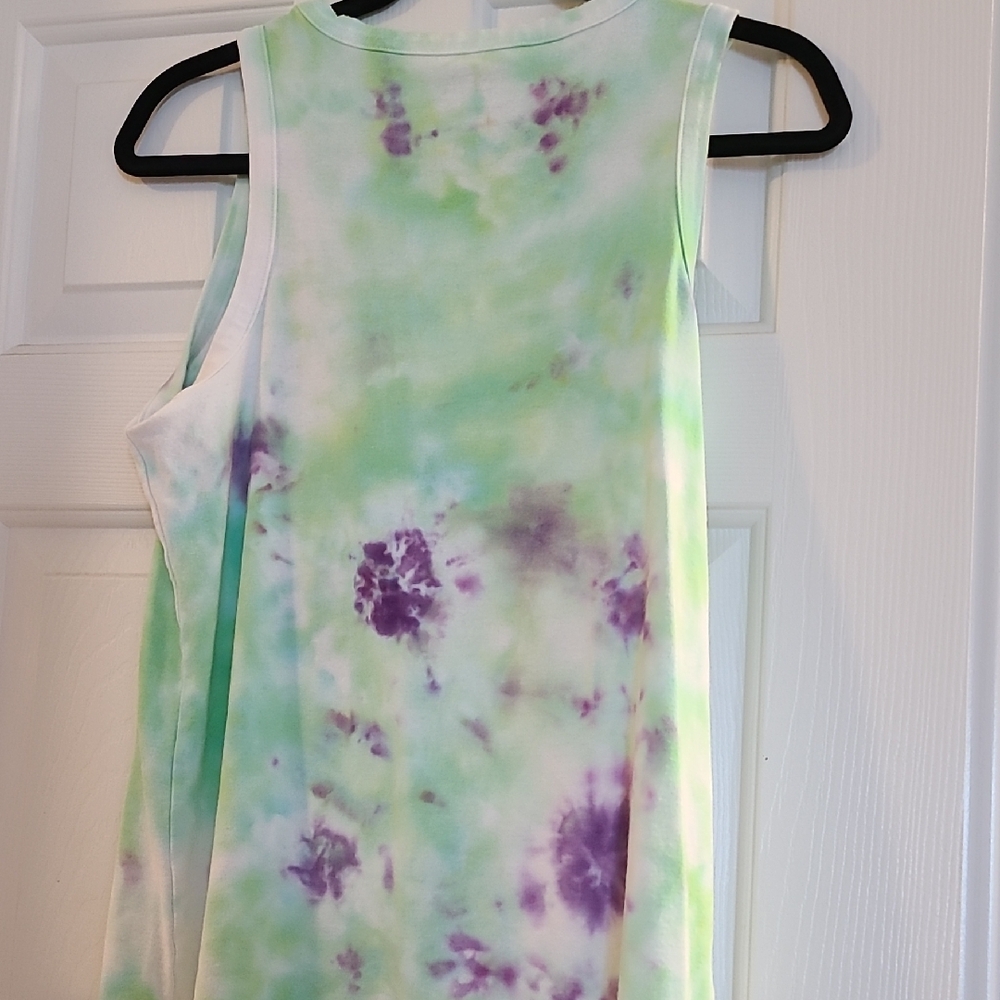 Time and Tru Green and Purple Tie-Dye Tank Top - Picture 3 of 4